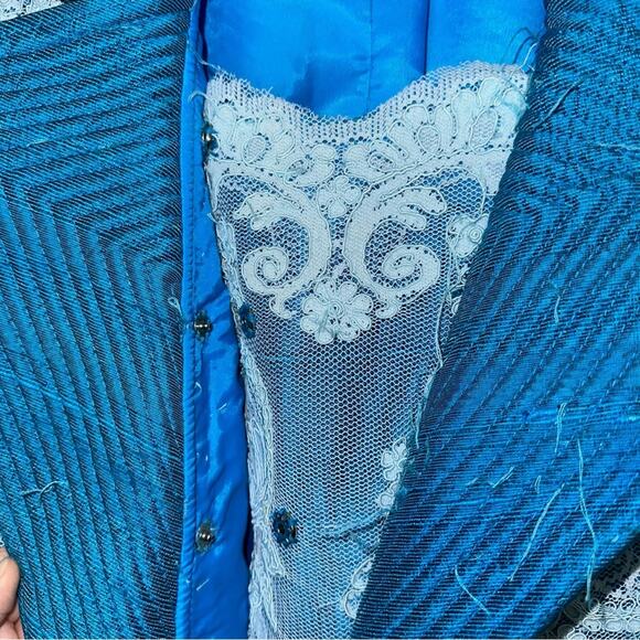 Vintage Custom Blue Lace Appliqué Blazer - Picture 6 of 15